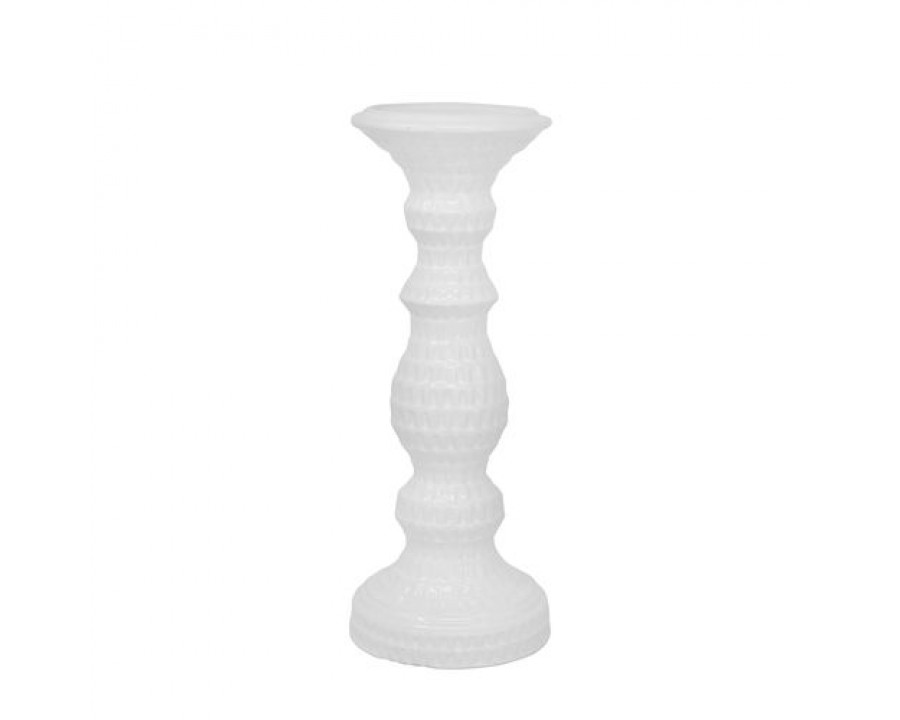 Sagebrook 12.25" Dimpled Candle Holder - White