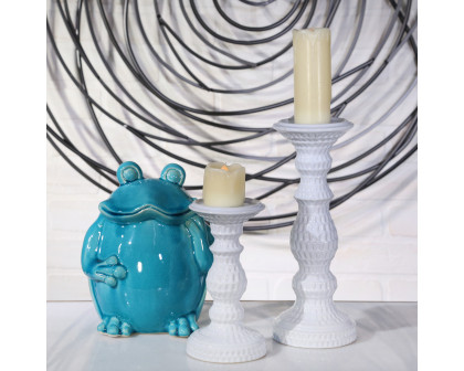 Sagebrook 8" Dimpled Candle Holder - White