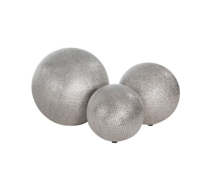 Sagebrook 6"/5"/4" Ceramic Orbs (Set Of 3) - Silver