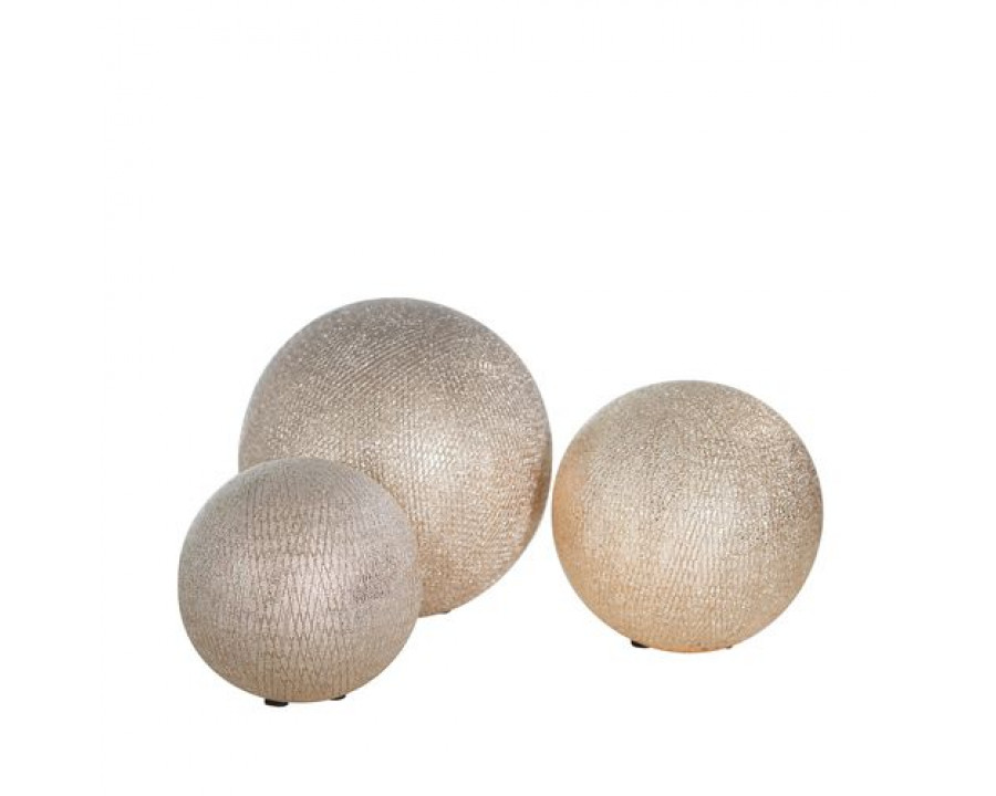 Sagebrook 6"/5"/4" Ceramic Orbs (Set Of 3) - Champagne