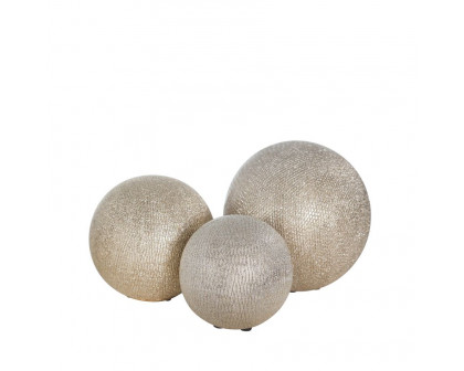 Sagebrook 6"/5"/4" Ceramic Orbs (Set Of 3) - Champagne