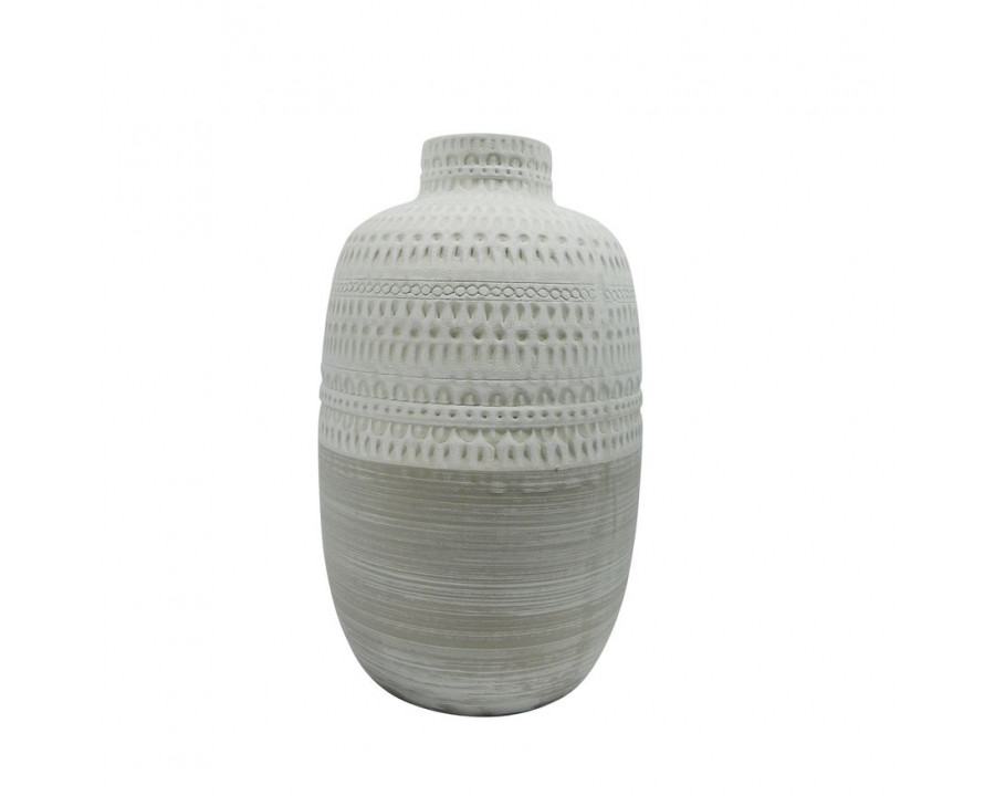 Sagebrook 8" Ceramic Tribal Vase - Beige