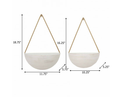 Sagebrook Metal Half Moon Wall Planters (Set Of 2) - White