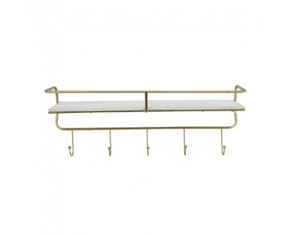 Sagebrook Metal/Wood 5 Hook Large Wall Shelf