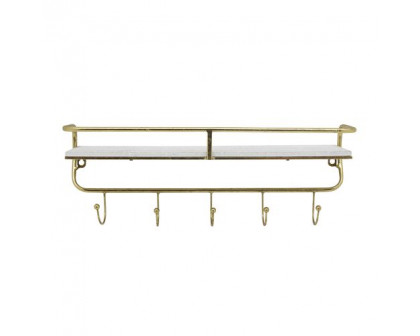 Sagebrook Metal/Wood 5 Hook Large Wall Shelf