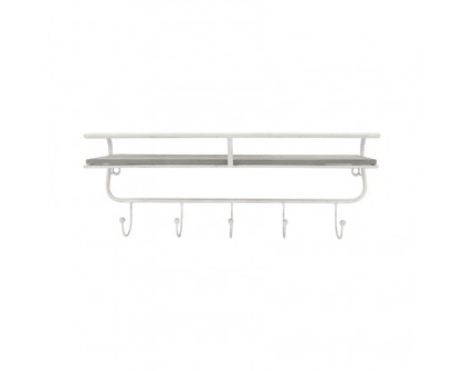 Sagebrook Metal/Wood 5 Hook Large Wall Shelf