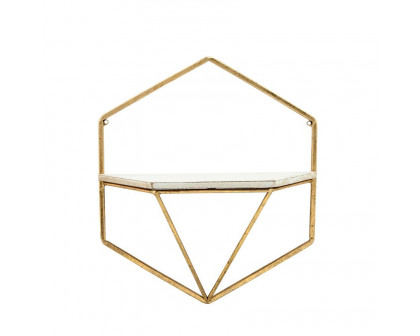 Sagebrook Metal/Wood Hexagon Wall Shelves (Set Of 3) - Gold/White