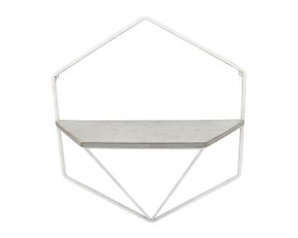 Sagebrook Metal/Wood Hexagon Wall Shelves (Set Of 3) - White/Gray