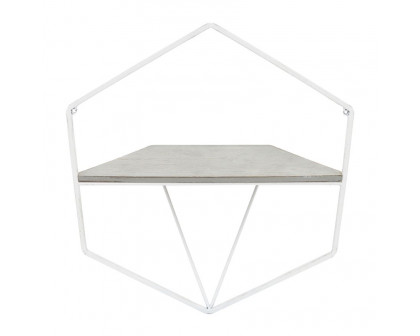 Sagebrook Metal/Wood Hexagon Wall Shelves (Set Of 3) - White/Gray