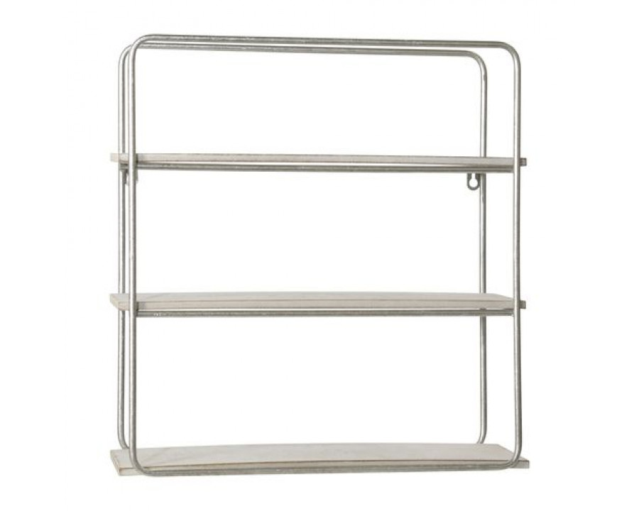 Sagebrook Metal/Wood 3 Tier Wall Shelf - White/Silver Leaf