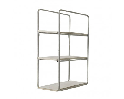 Sagebrook Metal/Wood 3 Tier Wall Shelf - White/Silver Leaf