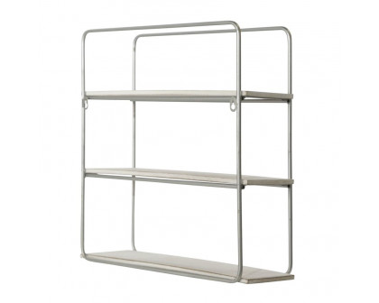 Sagebrook Metal/Wood 3 Tier Wall Shelf - White/Silver Leaf