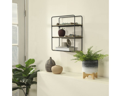 Sagebrook Metal/Wood 3 Tier Wall Shelf - Brown/Black