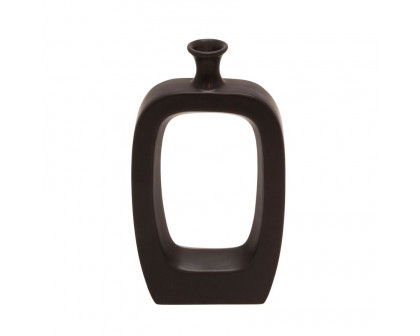 Sagebrook 14" Ceramic Vase With Cut-out - Black