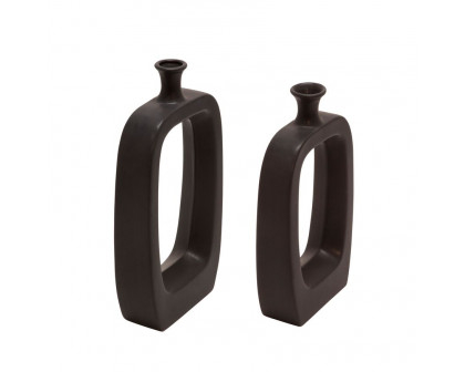 Sagebrook 14" Ceramic Vase With Cut-out - Black