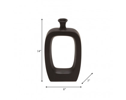 Sagebrook 14" Ceramic Vase With Cut-out - Black