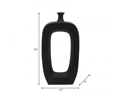 Sagebrook 24" Ceramic Vase With Cut-out - Black