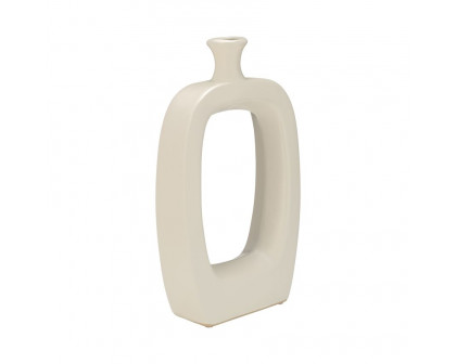 Sagebrook 14" Ceramic Vase With Cut-out - Cream