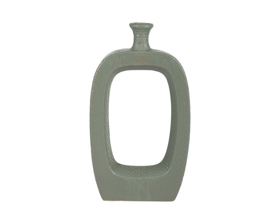 Sagebrook 14" Ceramic Vase With Cut-out - Green