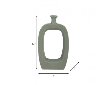 Sagebrook 14" Ceramic Vase With Cut-out - Green