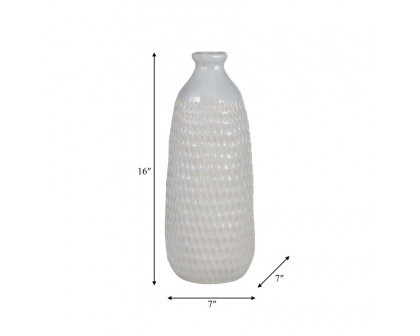 Sagebrook 16" Ceramic Dimpled Vase - Oatmeal