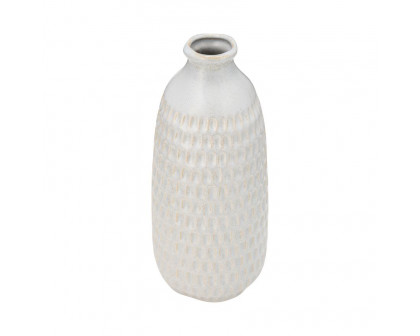 Sagebrook 12" Ceramic Dimpled Vase - Oatmeal