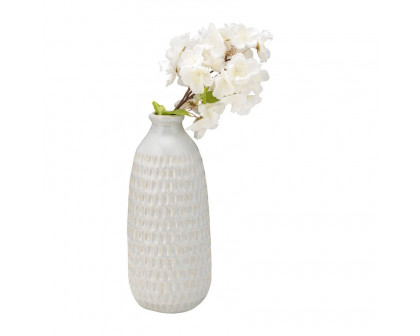 Sagebrook 12" Ceramic Dimpled Vase - Oatmeal