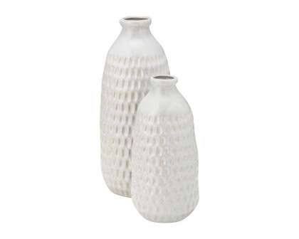 Sagebrook 12" Ceramic Dimpled Vase - Oatmeal