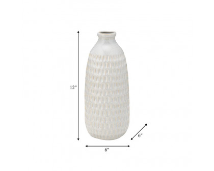 Sagebrook 12" Ceramic Dimpled Vase - Oatmeal