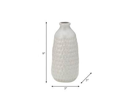 Sagebrook 9" Ceramic Dimpled Vase - Oatmeal