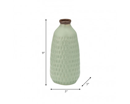 Sagebrook 9" Ceramic Dimpled Vase - Green