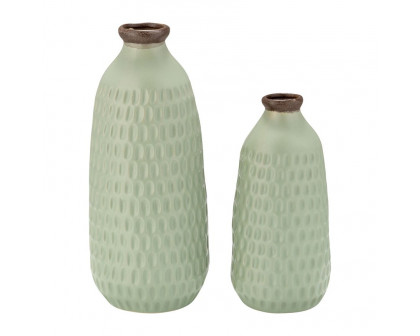 Sagebrook 12" Ceramic Dimpled Vase - Green