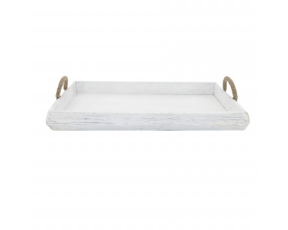 Sagebrook Wood Trays (Set Of 2) - White Wash