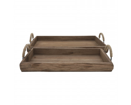 Sagebrook Wood Trays (Set Of 2) - Brown