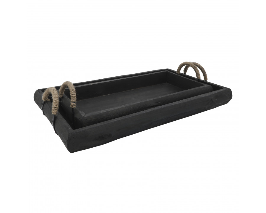 Sagebrook Wood Trays (Set Of 2) - Black