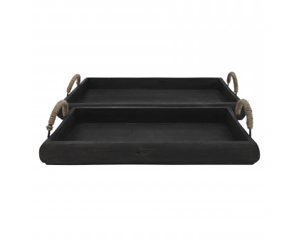 Sagebrook Wood Trays (Set Of 2) - Black