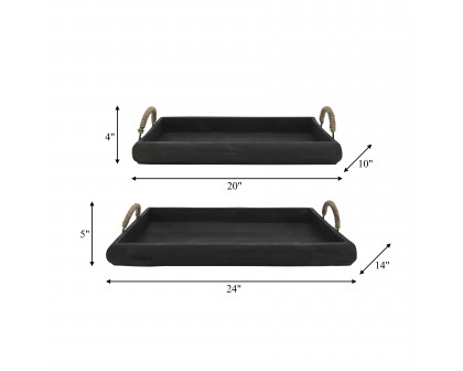 Sagebrook Wood Trays (Set Of 2) - Black