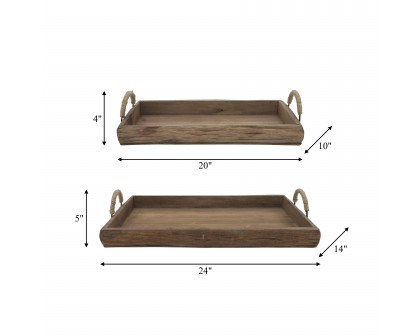 Sagebrook Wood Trays (Set Of 2) - Brown