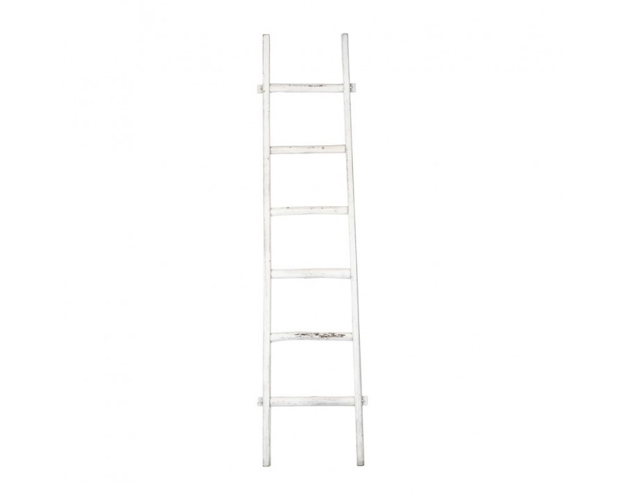 Sagebrook 76" Wooden Decorative Ladder - White