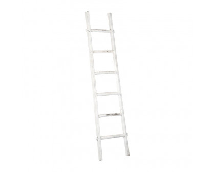 Sagebrook 76" Wooden Decorative Ladder - White