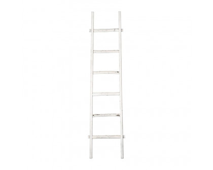 Sagebrook 76" Wooden Decorative Ladder - White