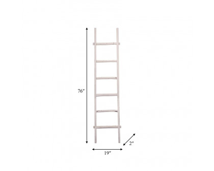 Sagebrook 76" Wooden Decorative Ladder - White