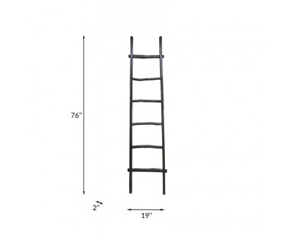 Sagebrook 76" Wooden Decorative Ladder - Black