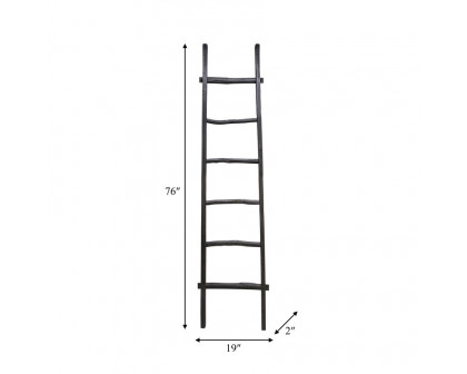 Sagebrook 76" Wooden Decorative Ladder - Black