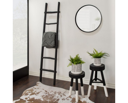 Sagebrook 76" Wooden Decorative Ladder - Black