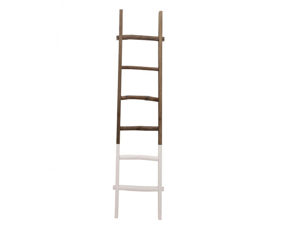 Sagebrook 76" Wooden Decorative Ladder - White/Brown