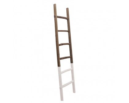 Sagebrook 76" Wooden Decorative Ladder - White/Brown