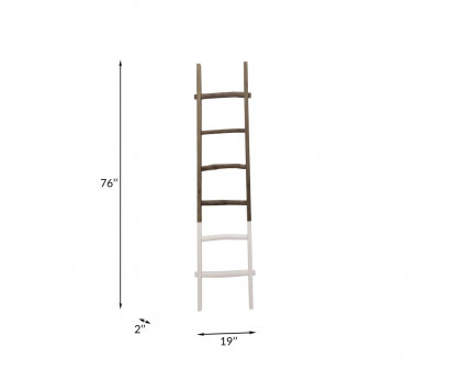 Sagebrook 76" Wooden Decorative Ladder - White/Brown