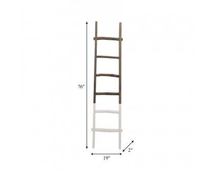 Sagebrook 76" Wooden Decorative Ladder - White/Brown