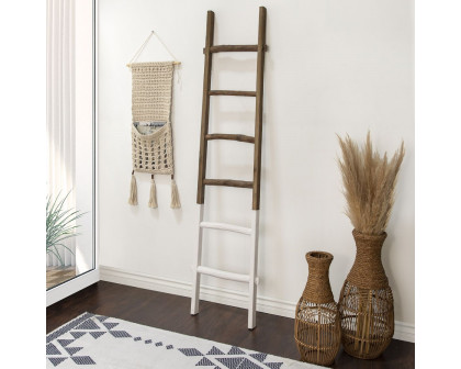 Sagebrook 76" Wooden Decorative Ladder - White/Brown